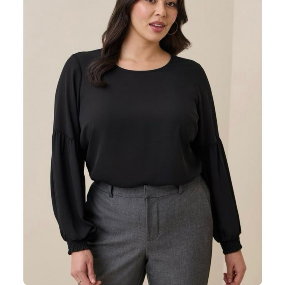 Torrid Black Georgette Puff Sleeve Blouse Office Work Career Size 2X